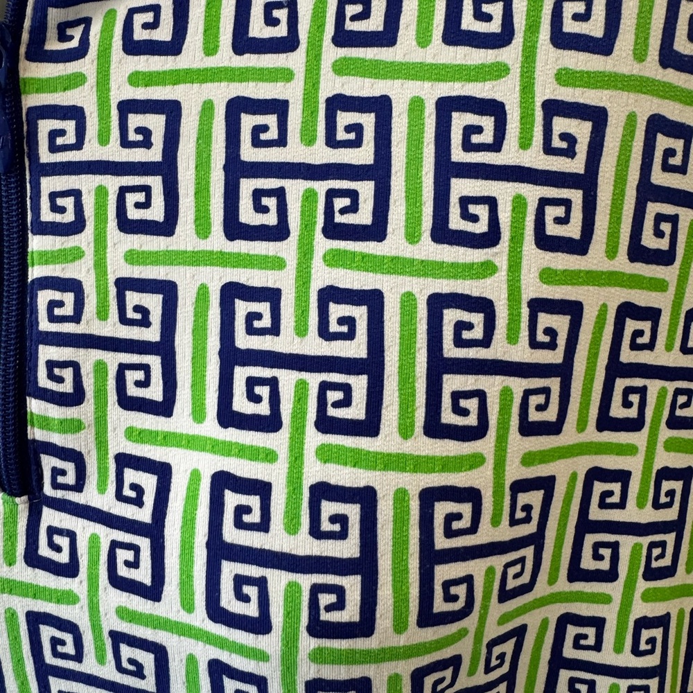 IBKUL Woman’s Geometric Patterned Top in Green and Blue Tennis Prep/Golf Prep - Picture 3 of 6